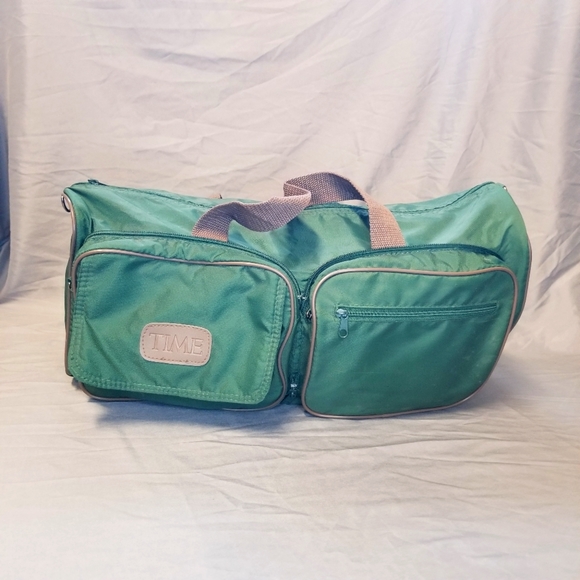 Like New Vintage 90s Time Magazine News Media Duffle CarryOn Green Bag - Picture 1 of 9